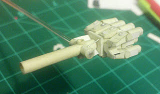 The engine section is complete, but the bridge module and amidships section are not yet added.